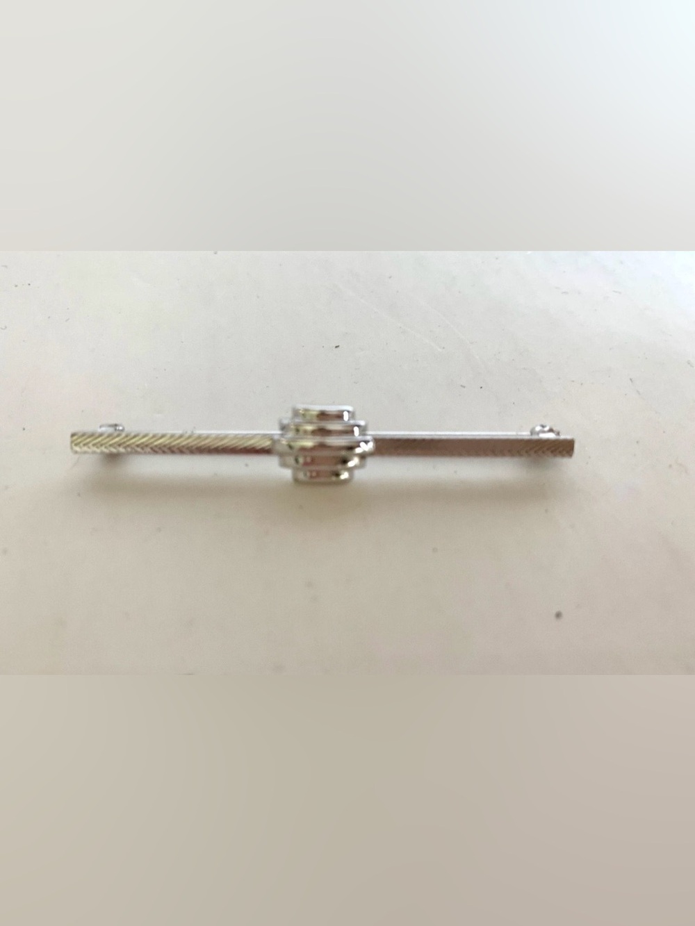 Monet Vintage Art Deco Lapel Pin or Tie Bar Silver Tone,  Like New Retail $50